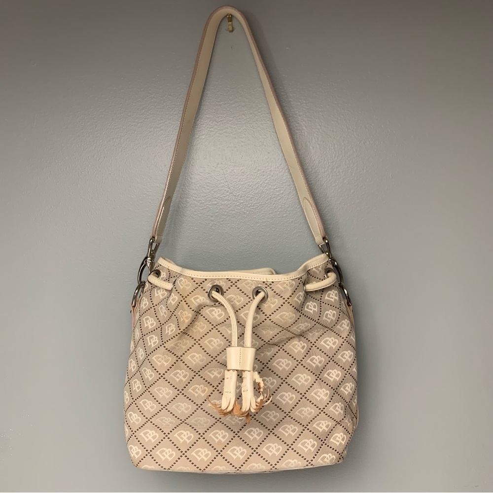 Dooney & Bourke Handbag Drawstring Bucket Tote Hobo Monogram Y2K Purse [Stained] - Picture 13 of 16